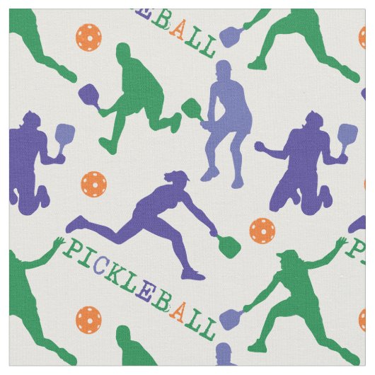 Pickleball-silhouettes op witte, aangepaste groott stof (Close Up)