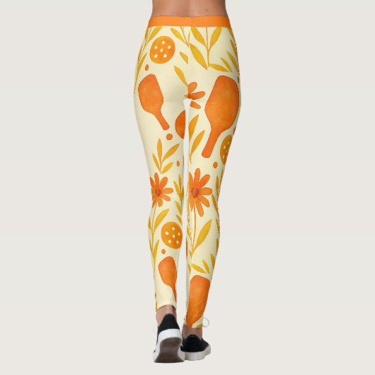 Pickleball Sinaasappel Petal Active Fit Leggings (Achterkant)