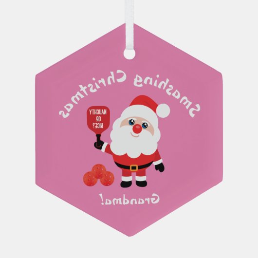 Pickleball 🎅 Sinterroze Glass Ornament (Achterkant)