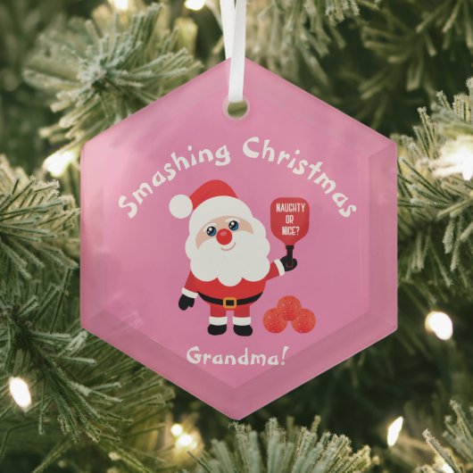 Pickleball 🎅 Sinterroze Glass Ornament (Insitu)