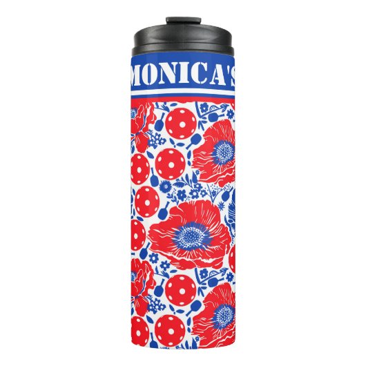 Pickleball Sipper, aangepaste tekst Thermosbeker (Voorkant)