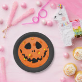 Pickleball Skeleton Jack-o'-Lantern Halloween Papieren Bordje (Feest)