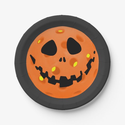 Pickleball Skeleton Jack-o'-Lantern Halloween Papieren Bordje (Voorkant)