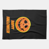 Pickleball Skeleton Jack-o'-Lantern Halloween Theedoek (Horizontaal)
