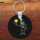 Pickleball Skeleton T-shirt Halloween Kostuum Pick Sleutelhanger (Voorkant)