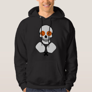 Pickleball Skull en Crossed Paddles, Oranje Balls Hoodie