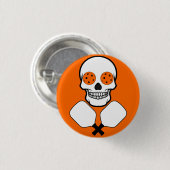 Pickleball Skull en Crossed Paddles, Oranje Balls Ronde Button 3,2 Cm (Voorkant /achterkant)