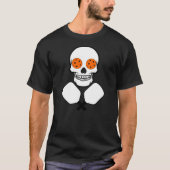 Pickleball Skull en Crossed Paddles, Oranje Balls T-shirt (Voorkant)