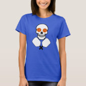 Pickleball Skull en Crossed Paddles, Oranje Balls T-shirt (Voorkant)