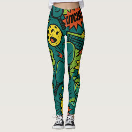 Pickleball Slang Court Mascot Graphic Leggings