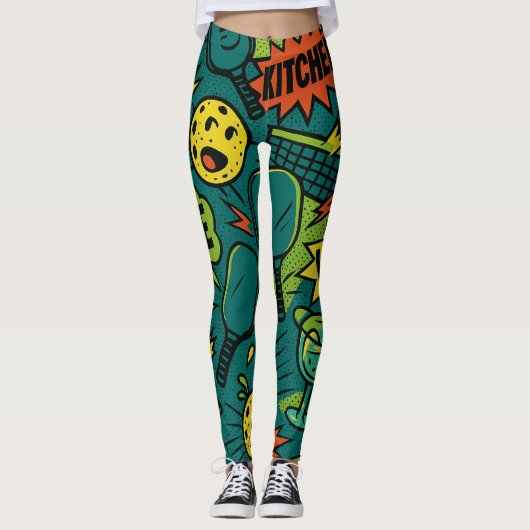 Pickleball Slang Court Mascot Graphic Leggings (Voorkant)