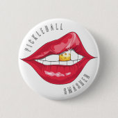 Pickleball Smasher Red Lips Button (Voorkant)