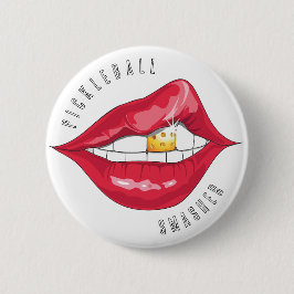 Pickleball Smasher Red Lips Button