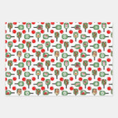 Pickleball Sneeuwballen Ornamenten & peddels Rood Inpakpapier Vel (Voorkant 3)
