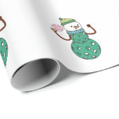 Pickleball Sneeuwman Grappig Kerstmis Xmas Cadeaupapier (Rol Hoek)