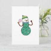 Pickleball Sneeuwman Grappig Kerstmis Xmas Kaart (Staand voorkant)