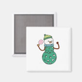 Pickleball Sneeuwman Grappig Kerstmis Xmas Magneet (Voorkant / Achterkant)