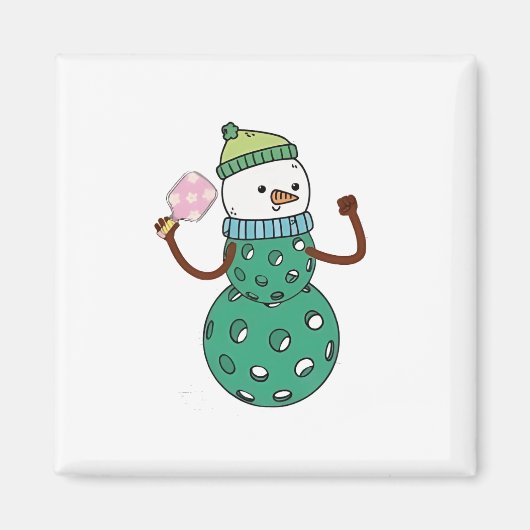 Pickleball Sneeuwman Grappig Kerstmis Xmas Magneet (Voorkant)