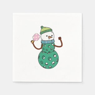 Pickleball Sneeuwman Grappig Kerstmis Xmas Servet
