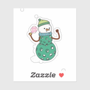 Pickleball Sneeuwman Grappig Kerstmis Xmas Sticker