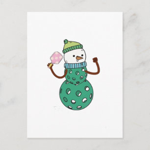 Pickleball Sneeuwman Grappig Kerstmis Xmas Uitnodiging Briefkaart