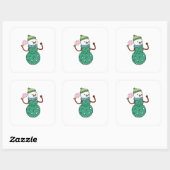 Pickleball Sneeuwman Grappig Kerstmis Xmas Vierkante Sticker (Vel)
