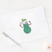 Pickleball Sneeuwman Grappig Kerstmis Xmas Vierkante Sticker (Envelop)