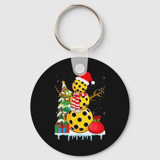 Pickleball sneeuwman - grappige pickleball kerst, sleutelhanger (Voorkant)