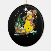 Pickleball Sneeuwman Santa Hat Lights Christmas Pi Keramisch Ornament (Links)