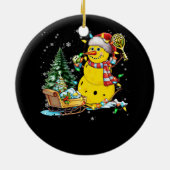 Pickleball Sneeuwman Santa Hat Lights Christmas Pi Keramisch Ornament (Achterkant)