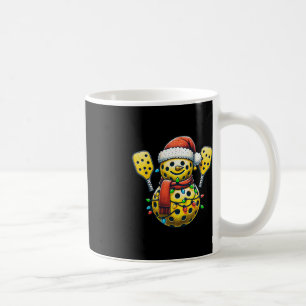 Pickleball Sneeuwman Santa Hat Lights Christmas Pi Koffiemok