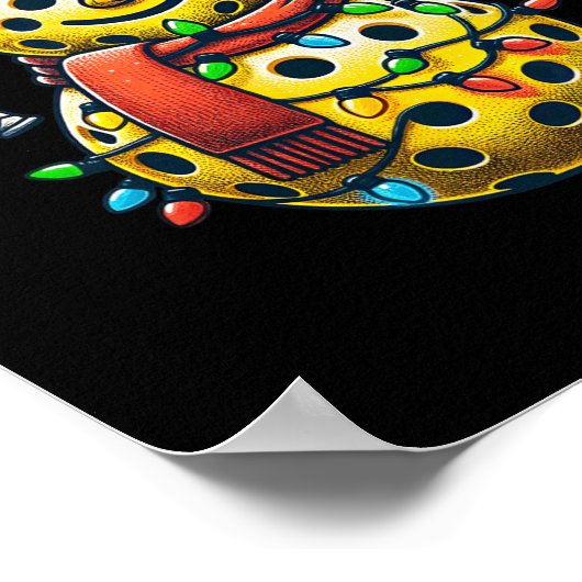 Pickleball Sneeuwman Santa Hat Lights Christmas Pi Poster (Hoek)