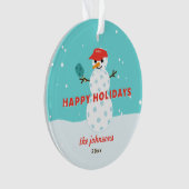 Pickleball Snowman Custom Vakantie Acryl Ornament (voorkant)