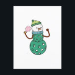 Pickleball Snowman Funny Christmas Aankondigingskaart<br><div class="desc">Kerst pickleball thema,  sneeuwman sport graphic,  vakantie 2025 ontwerp,  winter paddle spel,  feestelijke pickleball humor,  sneeuwthema sport liefhebber,  kerst sneeuwbal spel,  pickleball fan vakantie,  ijzig spel plezier,  seizoensgebonden paddleball</div>