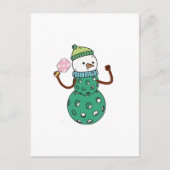 Pickleball Snowman Funny Christmas Aankondigingskaart (Voorkant)