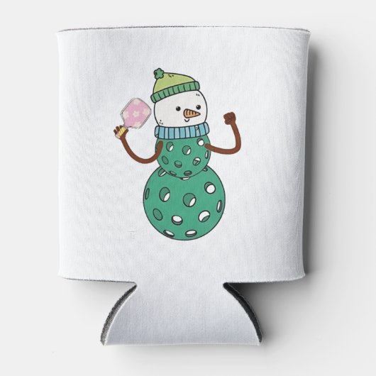 Pickleball Snowman Funny Christmas Blikjeskoeler (Voorkant)