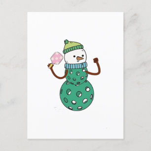 Pickleball Snowman Funny Christmas Feestdagenkaart
