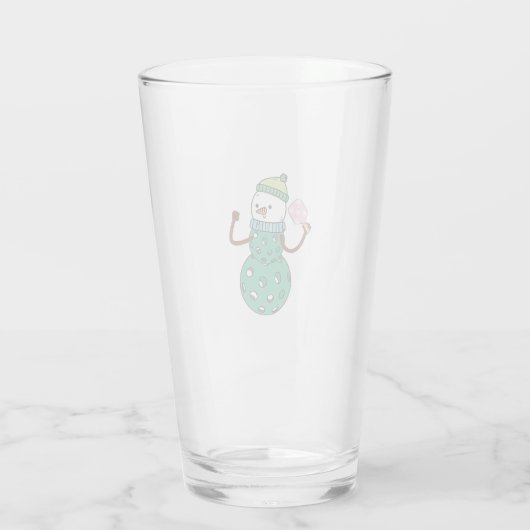 Pickleball Snowman Funny Christmas Glas (Achterkant)