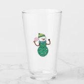 Pickleball Snowman Funny Christmas Glas (Voorkant)