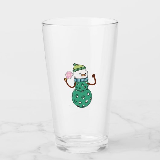Pickleball Snowman Funny Christmas Glas (Voorkant)
