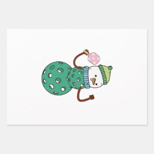 Pickleball Snowman Funny Christmas Inpakpapier Vel