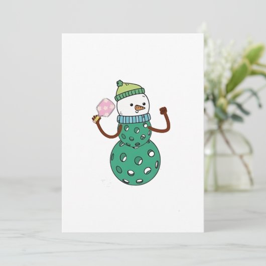 Pickleball Snowman Funny Christmas Kaart (Staand voorkant)