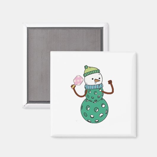 Pickleball Snowman Funny Christmas Magneet (Voorkant / Achterkant)