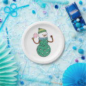 Pickleball Snowman Funny Christmas Papieren Bordje (Feest)