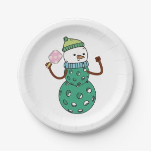 Pickleball Snowman Funny Christmas Papieren Bordje