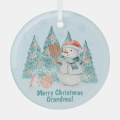 Pickleball Snowmen, kerst met een klein beetje Glas Ornament (Voorkant)
