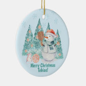 Pickleball Snowmen, kerst met een klein beetje Keramisch Ornament (Rechts)