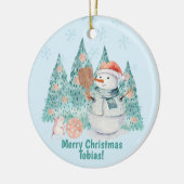 Pickleball Snowmen, kerst met een klein beetje Keramisch Ornament (Links)