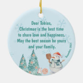 Pickleball Snowmen, kerst met een klein beetje Keramisch Ornament (Achterkant)