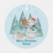 Pickleball Snowmen, kerst met een klein beetje Metalen Ornament (Voorkant)